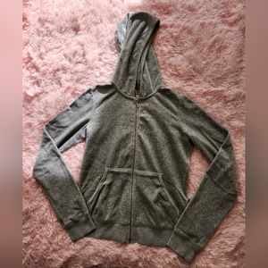 Juicy Couture Gray Velour Full Zip Hooded Jacket